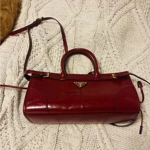 AVAILABLE Prada Burgundy Leather Shoulder Bag
